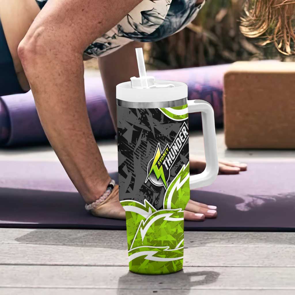 Sydney Thunder Tumbler With Handle Flaming Lightning Storm Geometric Sports Mascot Art