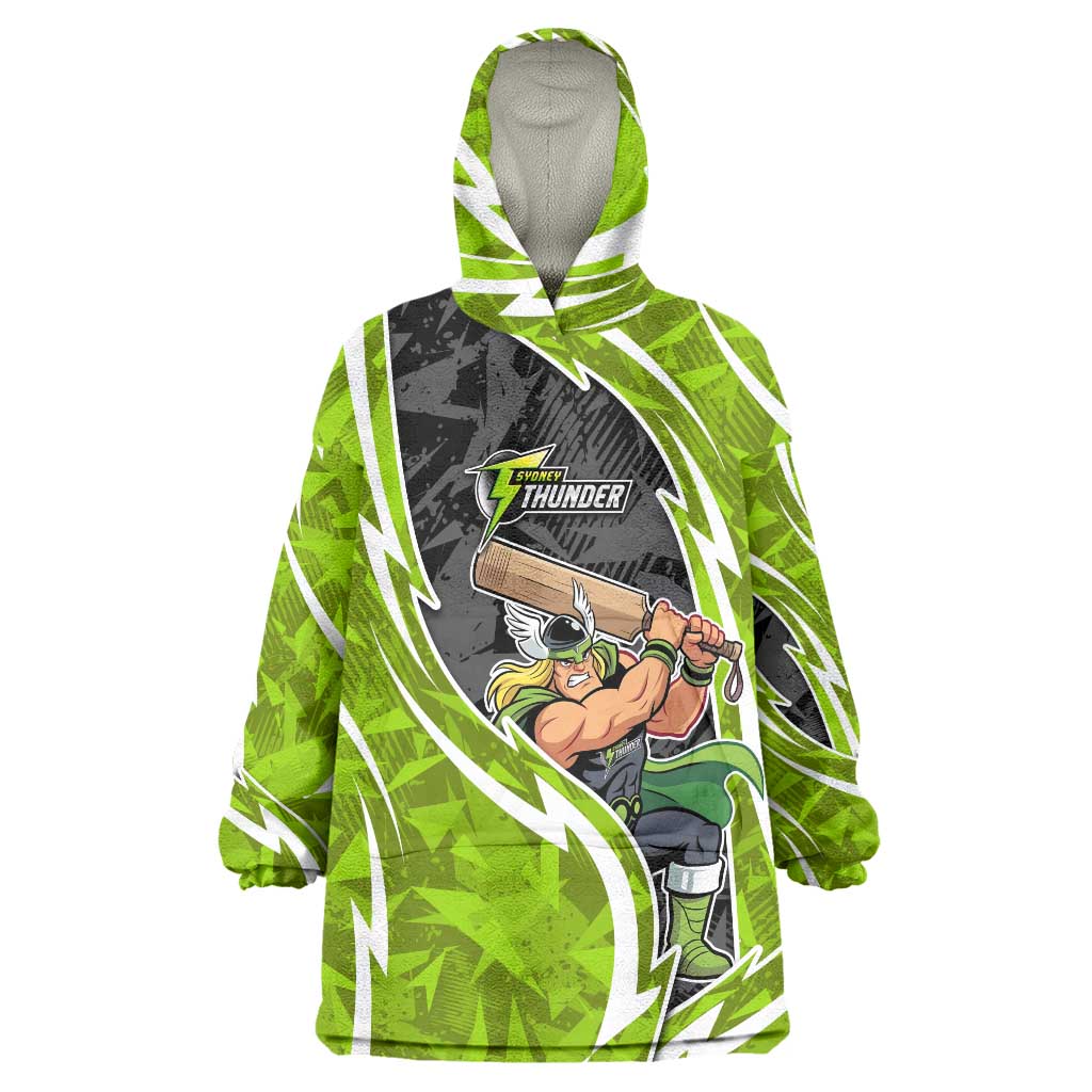 Sydney Thunder Wearable Blanket Hoodie Flaming Lightning Storm Geometric Sports Mascot Art