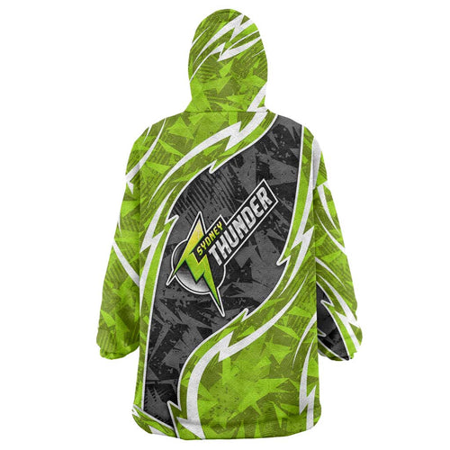Sydney Thunder Wearable Blanket Hoodie Flaming Lightning Storm Geometric Sports Mascot Art