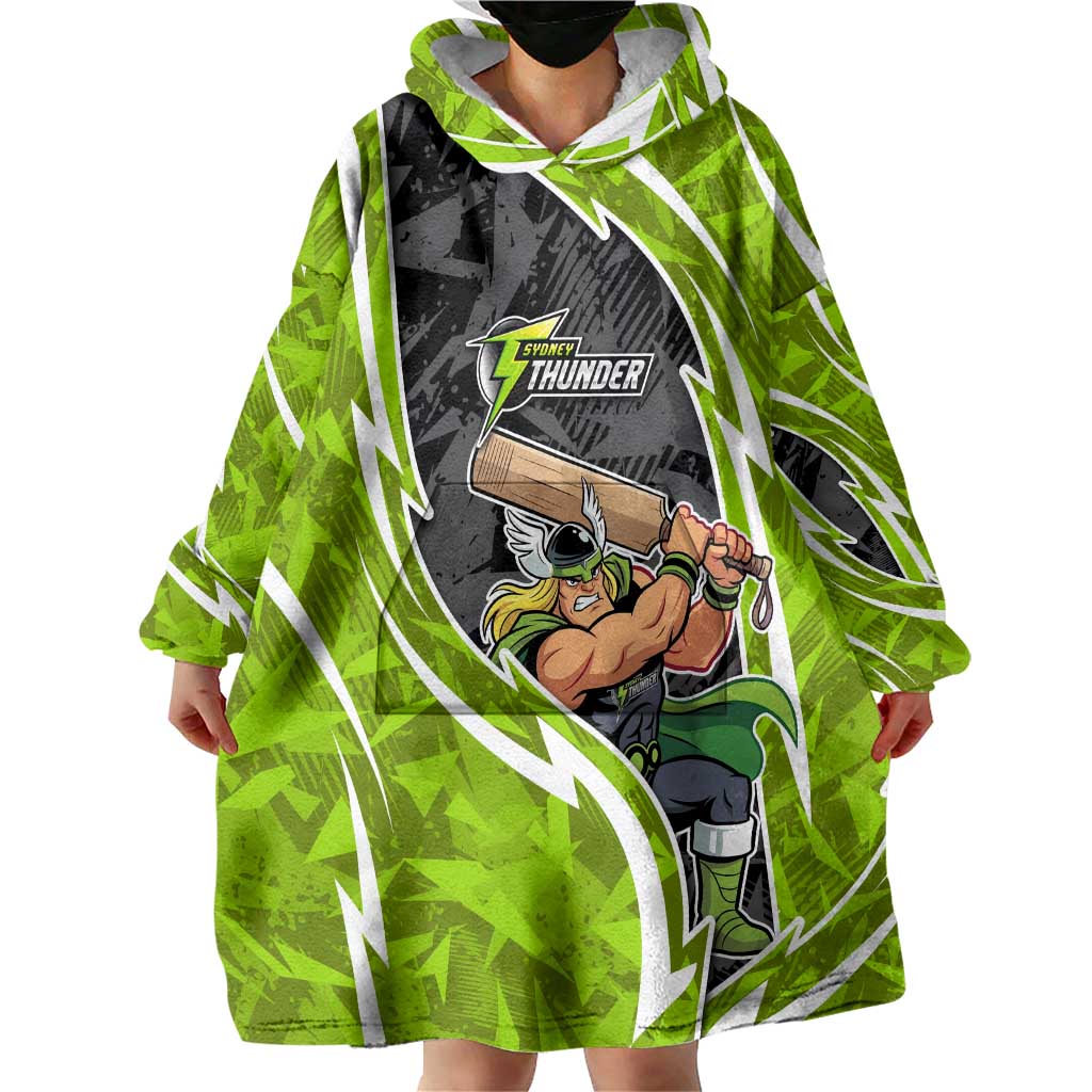Sydney Thunder Wearable Blanket Hoodie Flaming Lightning Storm Geometric Sports Mascot Art