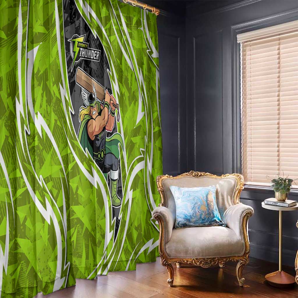 Sydney Thunder Window Curtain Flaming Lightning Storm Geometric Sports Mascot Art