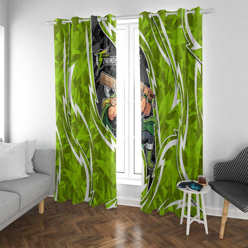 Sydney Thunder Window Curtain Flaming Lightning Storm Geometric Sports Mascot Art