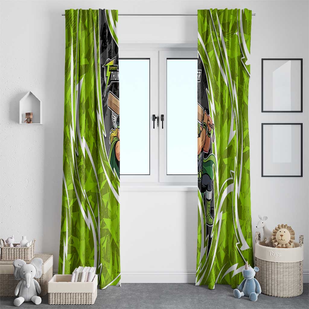 Sydney Thunder Window Curtain Flaming Lightning Storm Geometric Sports Mascot Art