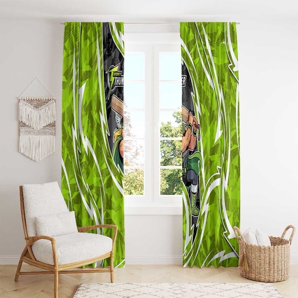 Sydney Thunder Window Curtain Flaming Lightning Storm Geometric Sports Mascot Art