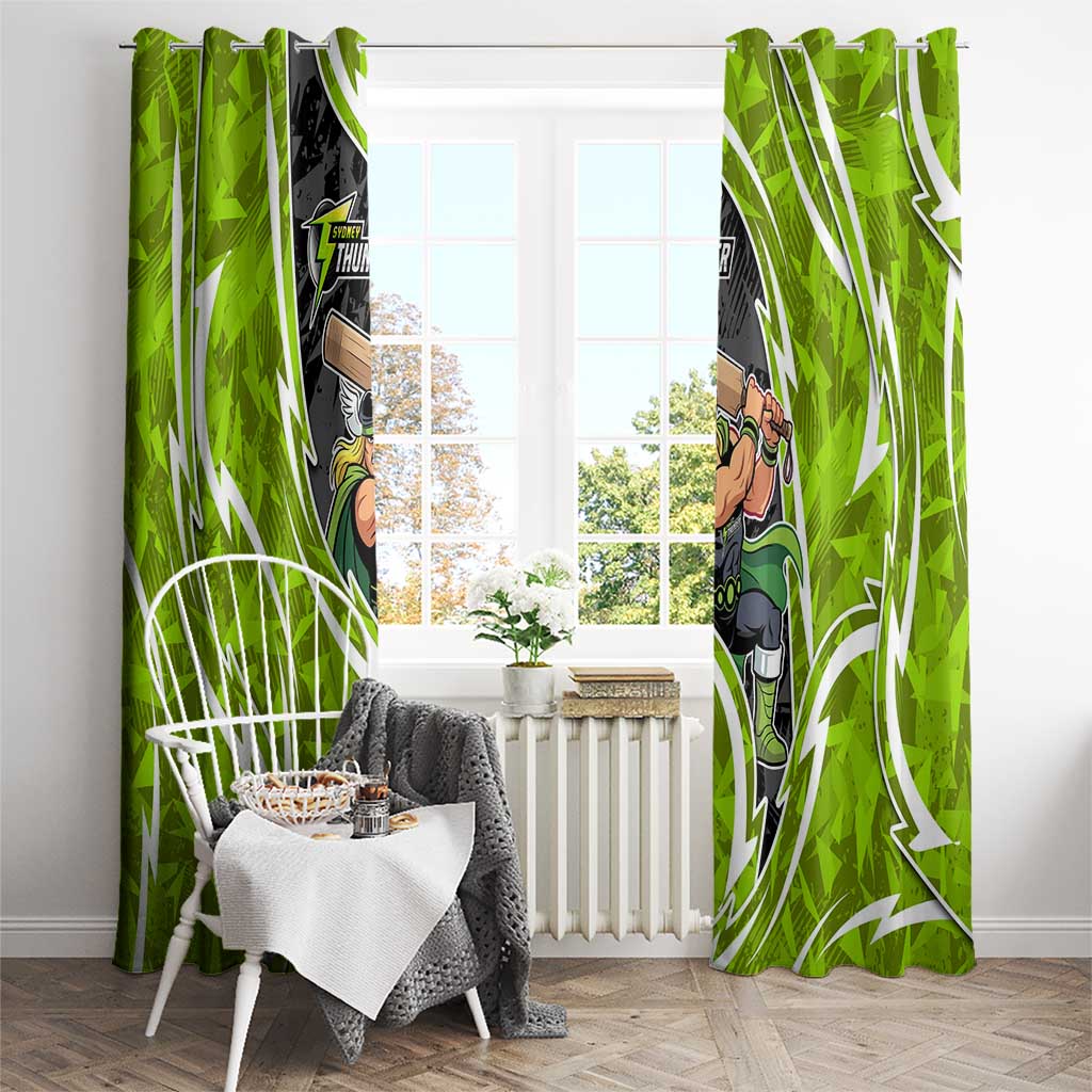 Sydney Thunder Window Curtain Flaming Lightning Storm Geometric Sports Mascot Art