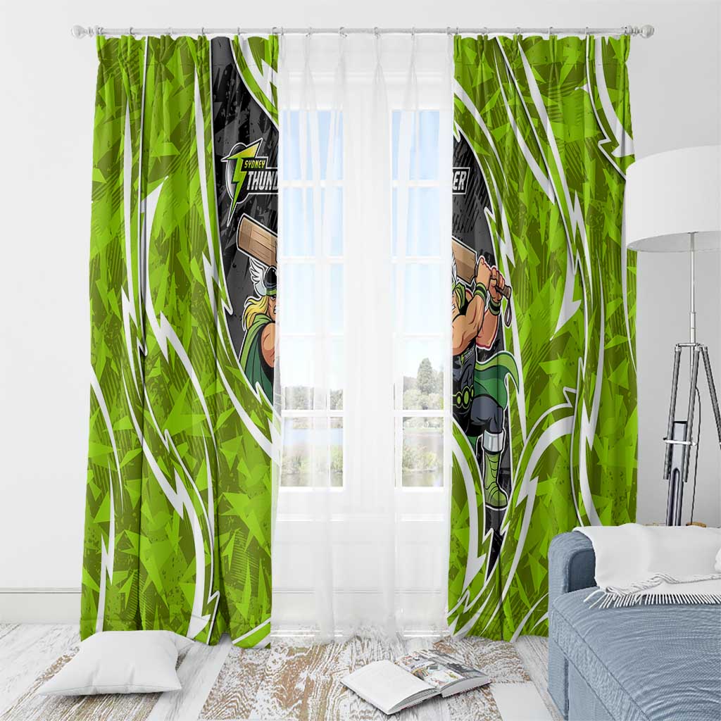 Sydney Thunder Window Curtain Flaming Lightning Storm Geometric Sports Mascot Art