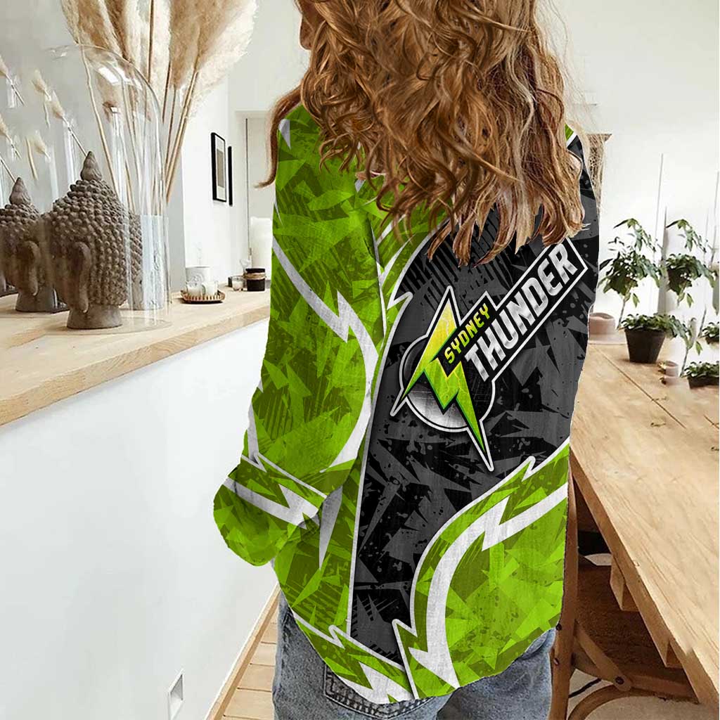 Sydney Thunder Women Casual Shirt Flaming Lightning Storm Geometric Sports Mascot Art