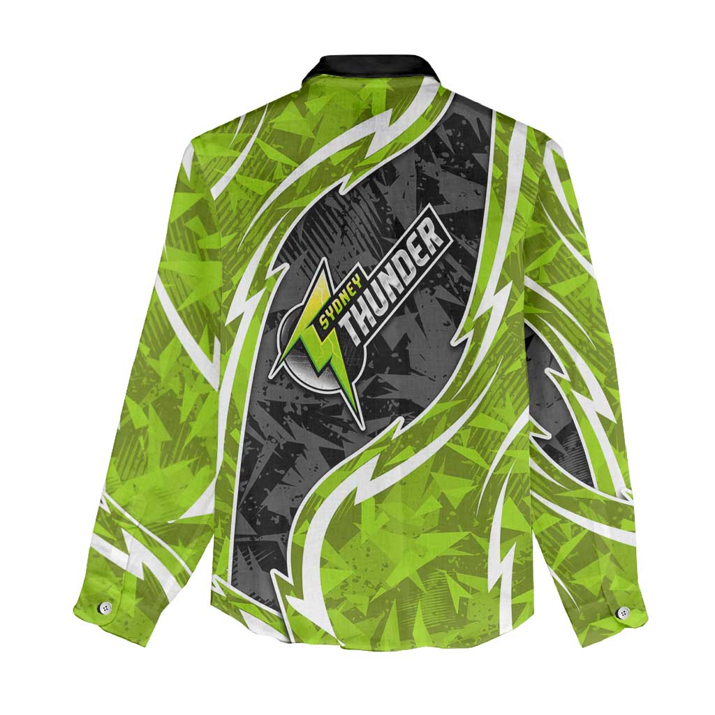 Sydney Thunder Women Casual Shirt Flaming Lightning Storm Geometric Sports Mascot Art