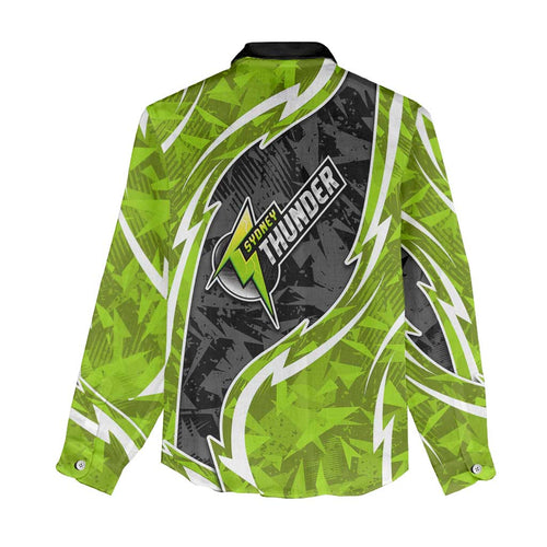 Sydney Thunder Women Casual Shirt Flaming Lightning Storm Geometric Sports Mascot Art