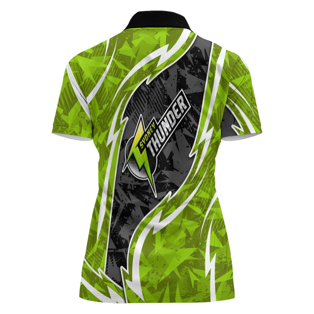 Sydney Thunder Women Polo Shirt Flaming Lightning Storm Geometric Sports Mascot Art