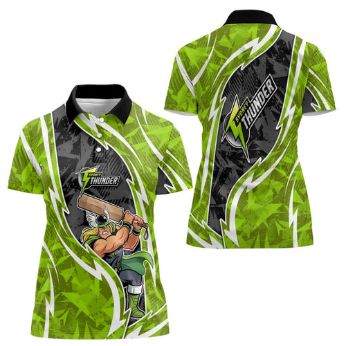 Sydney Thunder Women Polo Shirt Flaming Lightning Storm Geometric Sports Mascot Art