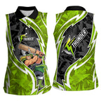 Sydney Thunder Women Sleeveless Polo Shirt Flaming Lightning Storm Geometric Sports Mascot Art