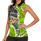 Sydney Thunder Women Sleeveless Polo Shirt Flaming Lightning Storm Geometric Sports Mascot Art