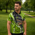 Sydney Thunder Zipper Polo Shirt Flaming Lightning Storm Geometric Sports Mascot Art
