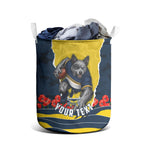 Personalized Cowboys ANZAC Tribute Laundry Basket Poppy Field Soldier Silhouette Aboriginal Rugby Mascot