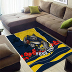 Personalized Cowboys ANZAC Tribute Area Rug Poppy Field Soldier Silhouette Aboriginal Rugby Mascot