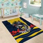 Personalized Cowboys ANZAC Tribute Area Rug Poppy Field Soldier Silhouette Aboriginal Rugby Mascot