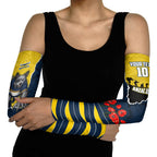 Personalized Cowboys ANZAC Tribute Arm Sleeves Poppy Field Soldier Silhouette Aboriginal Rugby Mascot