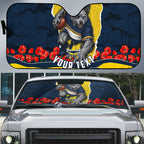 Personalized Cowboys ANZAC Tribute Auto Sun Shade Poppy Field Soldier Silhouette Aboriginal Rugby Mascot