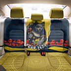 Personalized Cowboys ANZAC Tribute Back Car Seat Cover Poppy Field Soldier Silhouette Aboriginal Rugby Mascot