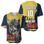 Personalized Cowboys ANZAC Tribute Baseball Jersey Poppy Field Soldier Silhouette Aboriginal Rugby Mascot