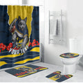 Personalized Cowboys ANZAC Tribute Bathroom Set Poppy Field Soldier Silhouette Aboriginal Rugby Mascot