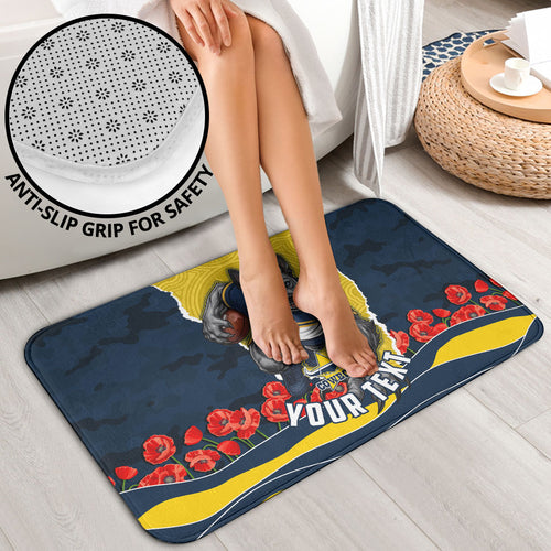 Personalized Cowboys ANZAC Tribute Bathroom Set Poppy Field Soldier Silhouette Aboriginal Rugby Mascot