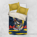 Personalized Cowboys ANZAC Tribute Bedding Set Poppy Field Soldier Silhouette Aboriginal Rugby Mascot