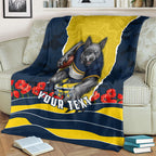 Personalized Cowboys ANZAC Tribute Blanket Poppy Field Soldier Silhouette Aboriginal Rugby Mascot