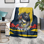 Personalized Cowboys ANZAC Tribute Blanket Poppy Field Soldier Silhouette Aboriginal Rugby Mascot