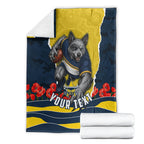 Personalized Cowboys ANZAC Tribute Blanket Poppy Field Soldier Silhouette Aboriginal Rugby Mascot
