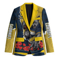 Personalized Cowboys ANZAC Tribute Blazer Poppy Field Soldier Silhouette Aboriginal Rugby Mascot
