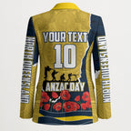 Personalized Cowboys ANZAC Tribute Blazer Poppy Field Soldier Silhouette Aboriginal Rugby Mascot