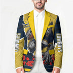 Personalized Cowboys ANZAC Tribute Blazer Poppy Field Soldier Silhouette Aboriginal Rugby Mascot
