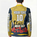 Personalized Cowboys ANZAC Tribute Blazer Poppy Field Soldier Silhouette Aboriginal Rugby Mascot