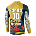 Personalized Cowboys ANZAC Tribute Button Sweatshirt Poppy Field Soldier Silhouette Aboriginal Rugby Mascot