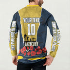 Personalized Cowboys ANZAC Tribute Button Sweatshirt Poppy Field Soldier Silhouette Aboriginal Rugby Mascot