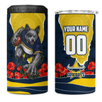 Personalized Cowboys ANZAC Tribute 4 in 1 Can Cooler Tumbler Poppy Field Soldier Silhouette Aboriginal Rugby Mascot