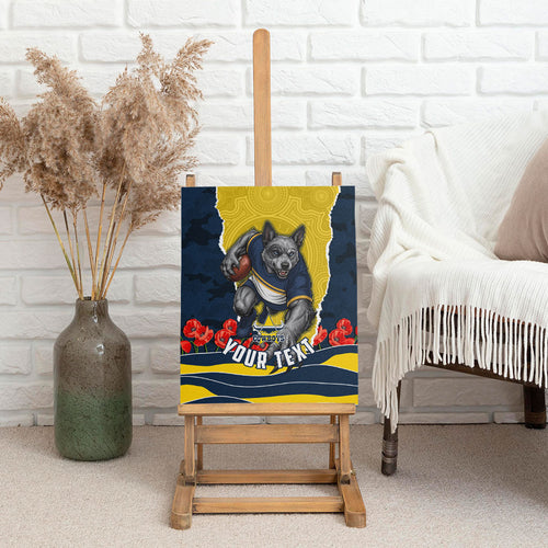 Personalized Cowboys ANZAC Tribute Canvas Wall Art Poppy Field Soldier Silhouette Aboriginal Rugby Mascot
