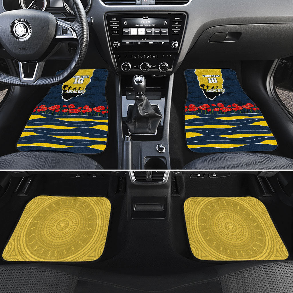 Personalized Cowboys ANZAC Tribute Car Mats Poppy Field Soldier Silhouette Aboriginal Rugby Mascot