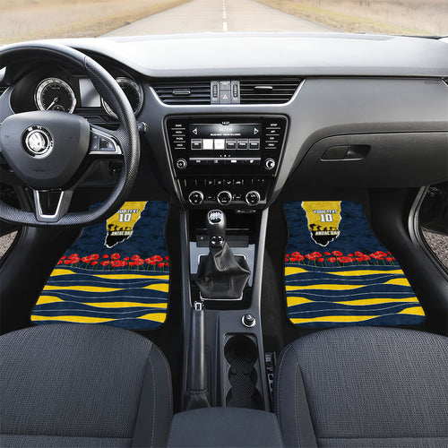 Personalized Cowboys ANZAC Tribute Car Mats Poppy Field Soldier Silhouette Aboriginal Rugby Mascot