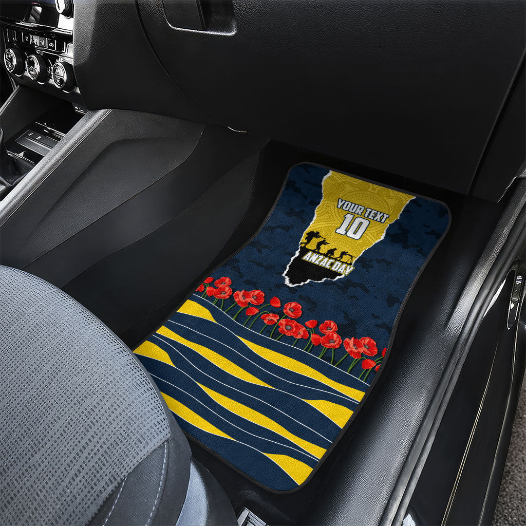 Personalized Cowboys ANZAC Tribute Car Mats Poppy Field Soldier Silhouette Aboriginal Rugby Mascot