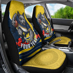 Personalized Cowboys ANZAC Tribute Car Seat Cover Poppy Field Soldier Silhouette Aboriginal Rugby Mascot