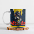 Personalized Cowboys ANZAC Tribute Ceramic Mug Poppy Field Soldier Silhouette Aboriginal Rugby Mascot