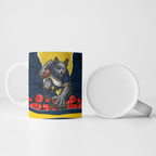 Personalized Cowboys ANZAC Tribute Ceramic Mug Poppy Field Soldier Silhouette Aboriginal Rugby Mascot