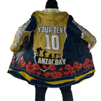 Personalized Cowboys ANZAC Tribute Cloak Poppy Field Soldier Silhouette Aboriginal Rugby Mascot