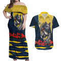 Personalized Cowboys ANZAC Tribute Couples Matching Off Shoulder Maxi Dress and Hawaiian Shirt Poppy Field Soldier Silhouette Aboriginal Rugby Mascot