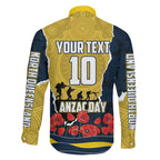 Personalized Cowboys ANZAC Tribute Family Matching Long Sleeve Bodycon Dress and Hawaiian Shirt Poppy Field Soldier Silhouette Aboriginal Rugby Mascot