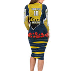 Personalized Cowboys ANZAC Tribute Family Matching Long Sleeve Bodycon Dress and Hawaiian Shirt Poppy Field Soldier Silhouette Aboriginal Rugby Mascot