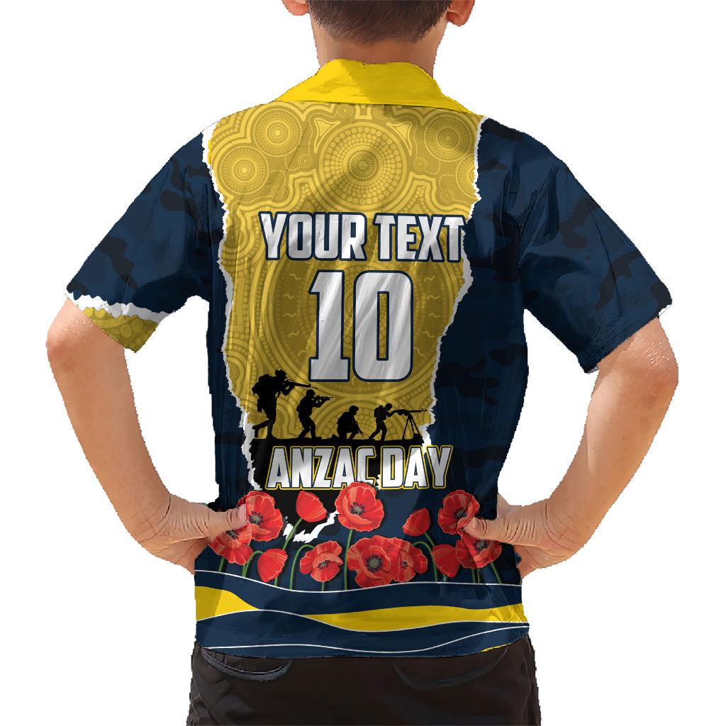 Personalized Cowboys ANZAC Tribute Family Matching Mermaid Dress and Hawaiian Shirt Poppy Field Soldier Silhouette Aboriginal Rugby Mascot